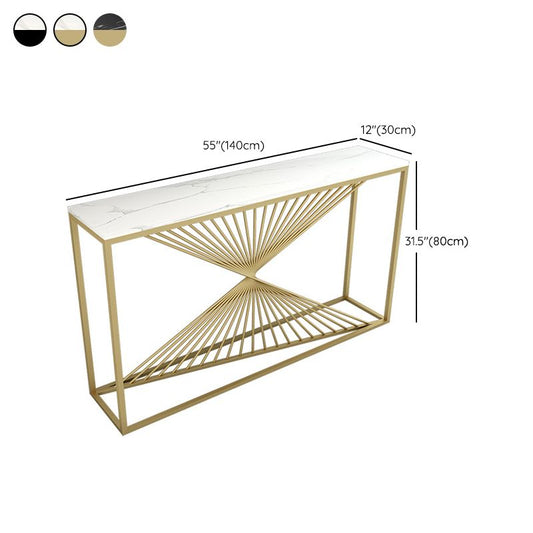 Glam Rectangle Accent Table 31.5" Tall Marble Console Table for Hall