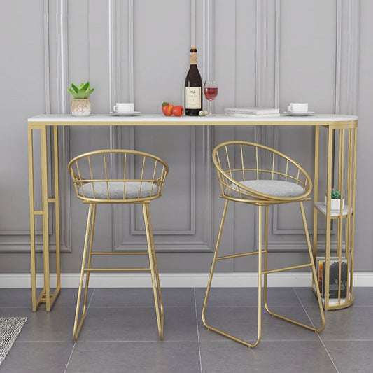 Nordic Glam Style Bar Table 42-inch Height Metal Base Bistro Table for Dining Room Clearhalo 'Bar Furniture' 'Bar Tables' 'bar_tables' 'furn' 'furn_bar_tables' 'Furniture' 'furniture_bar_tables' 'Kitchen & Dining Furniture' 'kitchen&dining_furn' 'kitchen' 1200x1200_13953d8a-7537-4781-9f87-01919a7c9702