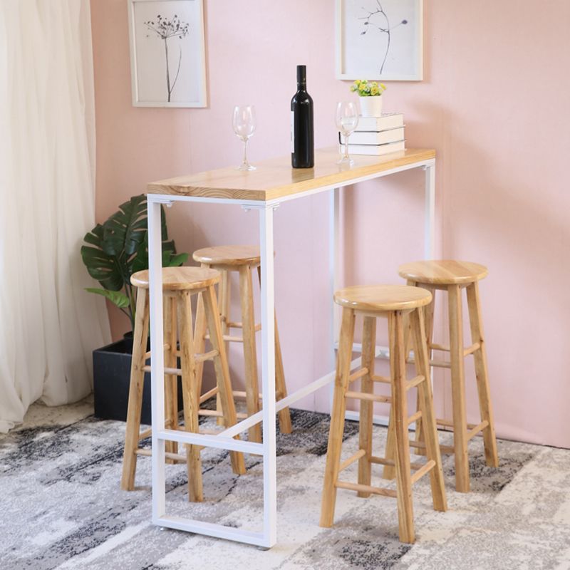 Industrial Style Bar Table Rectangle Solid Wood Bistro Bar Desk