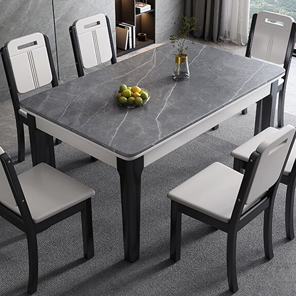 Mid-Century Rectangle Dining Table Sintered Stone Table with 4 Legs Base Clearhalo ' dining_table' 'Dining Tables & Seating' 'Dining Tables' 'furn' 'furn_dining_table' 'Furniture' 'furniture_dining_table' 'Kitchen & Dining Furniture' 'kitchen&dining_furn' 'kitchen' 'kitchen_dining_table' 1200x1200_1396a308-8faf-41b4-b103-adaa04a4e4e6