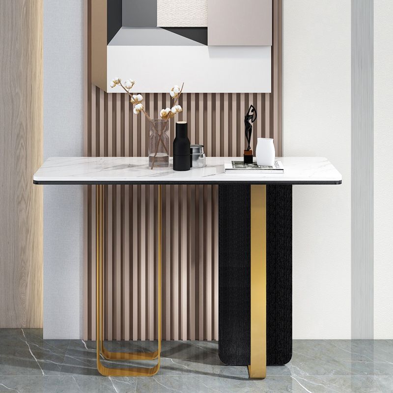 Tabella di accento glam largo 11 "Stone Tabella accento console bianco rettangolo bianco