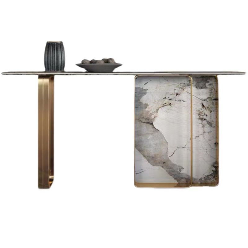 Tavolo console contemporanea a forma di rettangolo tavolo di divano in pietra in oro
