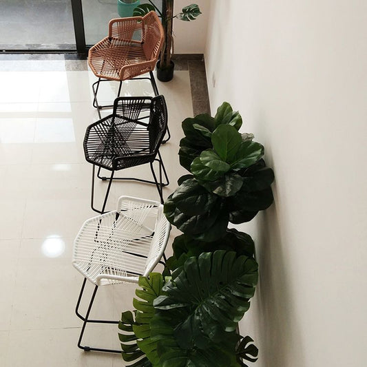 Modern Armrest Backrest Counter Stool Iron Balcony Bar Stool with Rattan seat and Pedal Clearhalo 'Bar Furniture' 'Bar Stools' 'bar_stools' 'furn' 'furn_bar_stools' 'furniture_bar_stools' 'Kitchen & Dining Furniture' 'kitchen&dining_furn' 'kitchen' 'kitchen_furn' Furniture' 1200x1200_13986527-8710-4553-8363-e16e39421e32