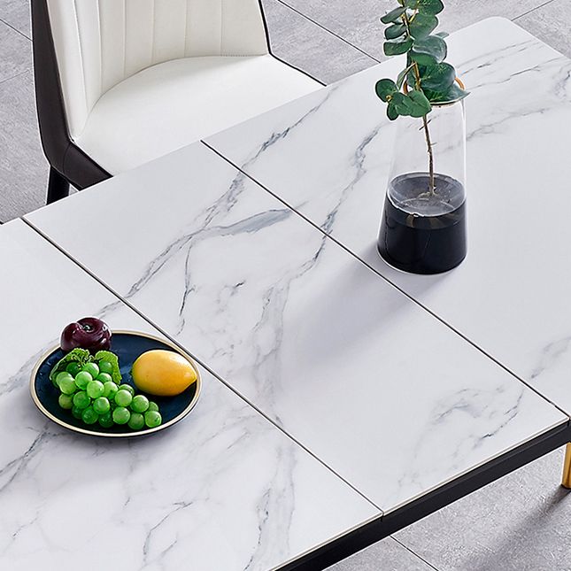 Dining Room Set Modern Style Sintered Stone Rectangular Dining Table with Trestle Base Clearhalo 'Dining Room Sets' 'Dining Tables & Seating' 'dining_room_set' 'furn' 'furn_dining_room_set' 'Furniture' 'furniture_dining_room_set' 'Kitchen & Dining Furniture' 'kitchen&dining_furn' 'kitchen' 1200x1200_1398a45d-aba7-4899-a6a1-3b98d746a54f