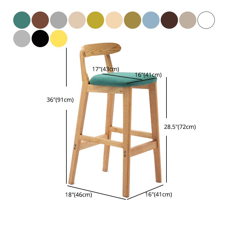 Scandinavian Milk Tea Shop Upholstered Stool Matte Finish Rubberwood Footrest Barstool Clearhalo 'Bar Furniture' 'Bar Stools' 'bar_stools' 'furn' 'furn_bar_stools' 'Furniture' 'furniture_bar_stools' 'Kitchen & Dining Furniture' 1200x1200_1399506e-c309-4346-bffc-abef3a94274a