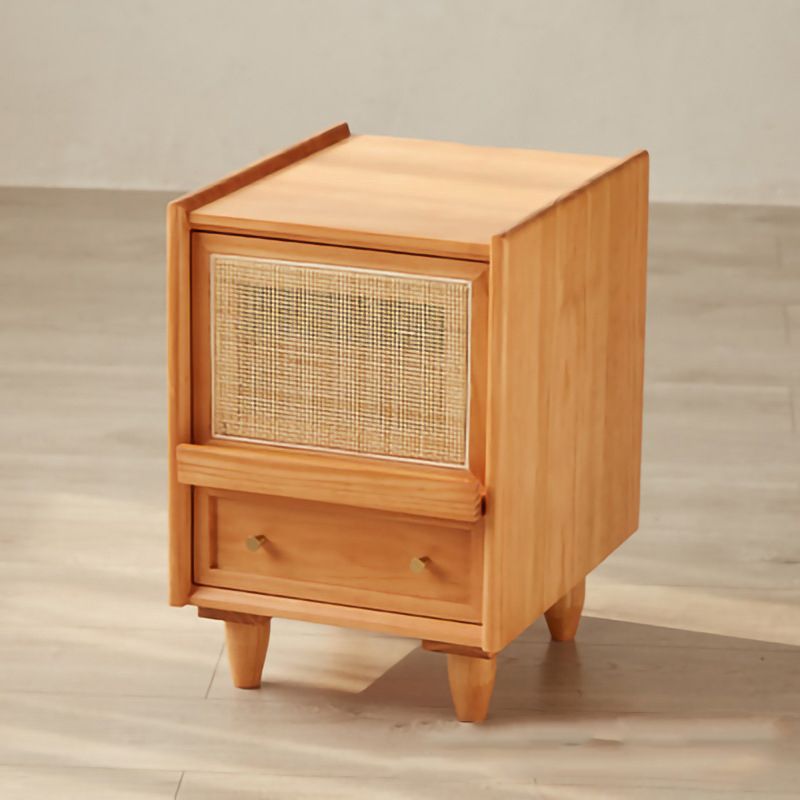 Modern Lower Shelf Nightstand Rattan Bedside Cabinet for Bedroom Clearhalo 'Bedroom Furniture' 'furn' 'furn_night_stand' 'Furniture' 'night_stand' 'Nightstands' 1200x1200_1399a07c-550a-43d6-841f-ba40da384aea