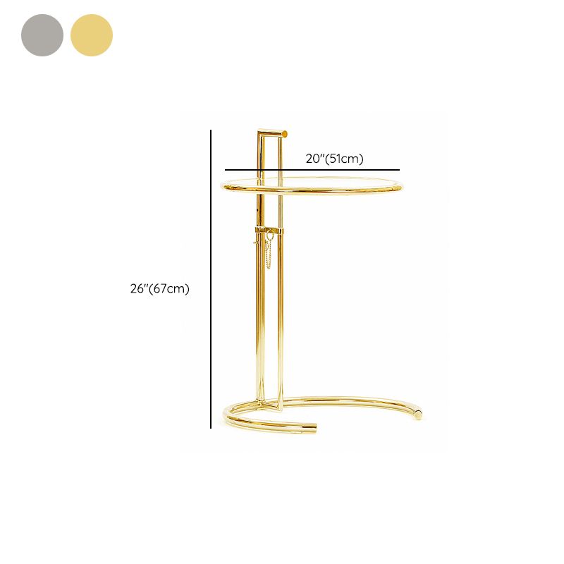 Contemporary Round End Table Glass Living Room Metal Abstract Side Table