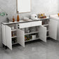 Cena in vetro Sideboard Sideboard White Mirroring Board con gambe metalliche