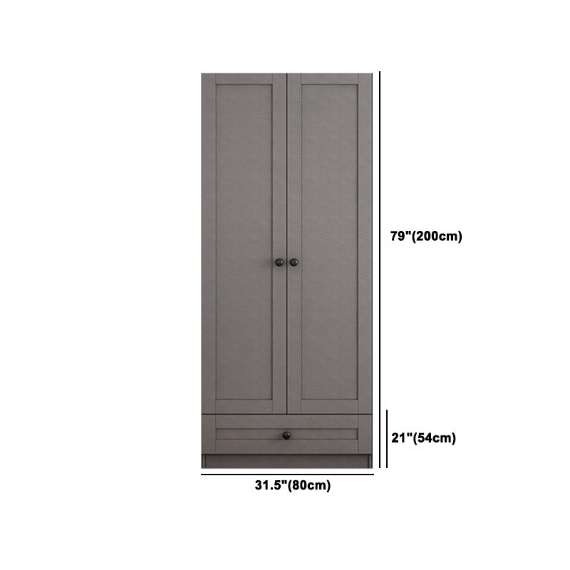 Contemporary Grey Wardrobe Armoire Engineered Wood Wardrobe Closet