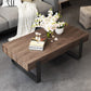 Solid Wood Sled Coffee Cocktail Table in Brown of 17.7" High