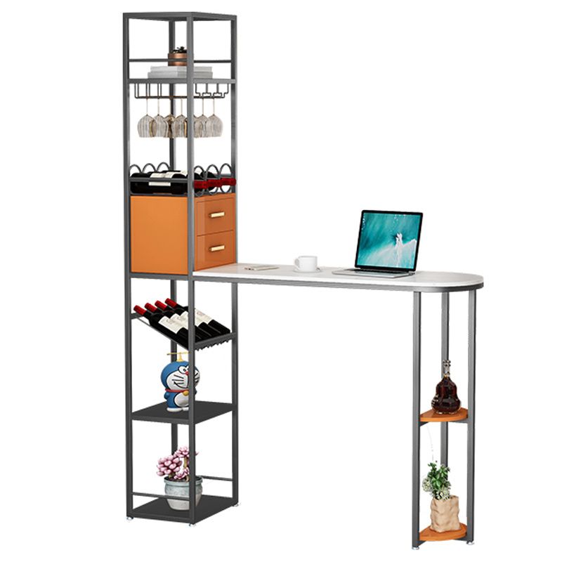 Stone Bar Dining Table Modern Bar Table with Double Pedestal for Living Room