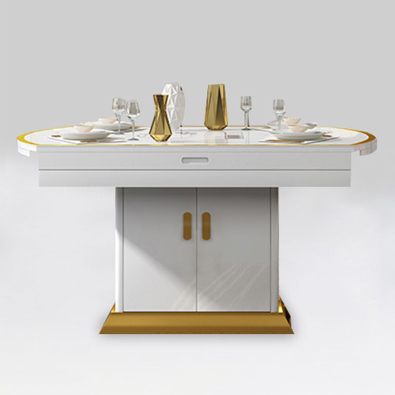 Modern Collapsible Round Glass Desktop Dining Table with Lockers for Dining Room Clearhalo 'Dining Tables & Seating' 'Dining Tables' 'dining_table' 'furn' 'furn_dining_table' 'Furniture' 'Kitchen & Dining Furniture' 1200x1200_139e5f6b-69b8-4a91-9a6a-9ec6901f0e94