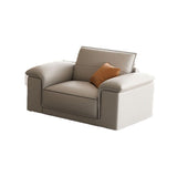 Contemporary 35.4" H Faux Leather Pillow Top Arm Sofa for Living Room