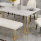 Stone Top Dining Set 1/2/5/6 PCS Moderne eetkamerstoelen met gestoffeerd