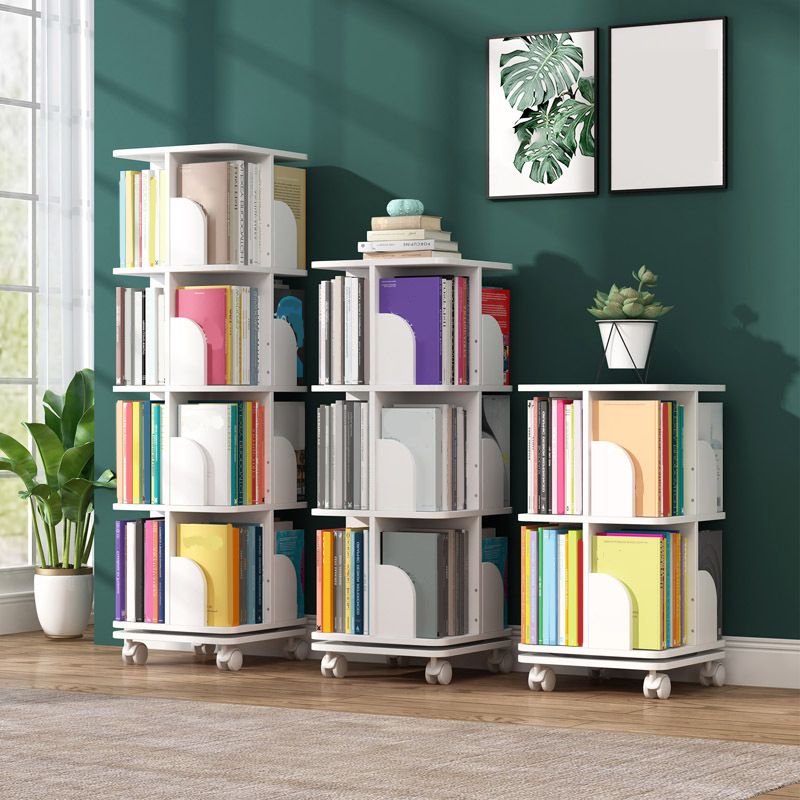 Contemporary Wooden Bookcase Closed Back Shelf Bookcase with Caster