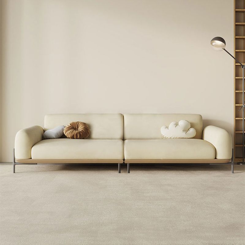 Light Brown Cushions Round Arm Transitional Modern Sofa for Living Room Clearhalo 'furn' 'furn_sofas' 'Furniture' 'furniture_sofas' 'kitchen' 'kitchen_sofas' 'Living Room Furniture' 'Sofa' 'sofas' 1200x1200_13a058fc-d495-4614-83fb-30b824bad7ed