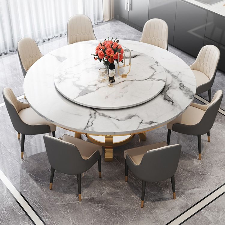 Luxury Style Marble Dining Table Single Pedestal Base Round Table for Home Clearhalo ' dining_table' 'Dining Tables & Seating' 'Dining Tables' 'furn' 'furn_dining_table' 'Furniture' 'furniture_dining_table' 'Kitchen & Dining Furniture' 'kitchen&dining_furn' 'kitchen' 'kitchen_dining_table' 1200x1200_13a0a25e-549c-4306-8d92-ae57de325a87