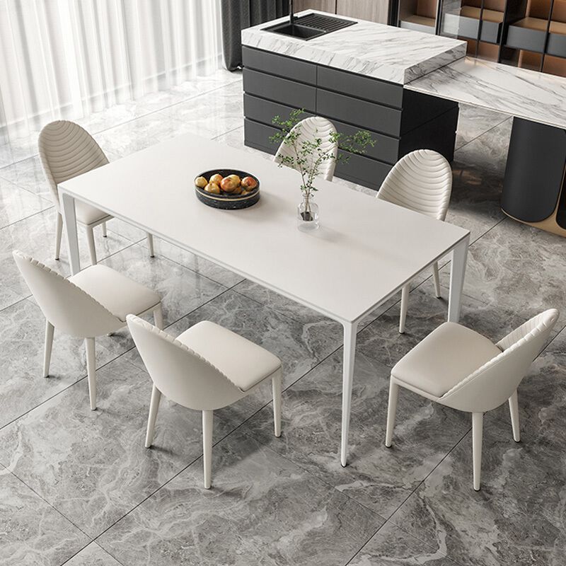 Modern Style Sintered Stone Table 4 Legs Base Rectangle Table for Home Clearhalo ' dining_table' 'Dining Tables & Seating' 'Dining Tables' 'Furniture' 'furniture_dining_table' 'Kitchen & Dining Furniture' 'kitchen&dining_furn' 'kitchen' 'kitchen_dining_table' 1200x1200_13a1416a-9f86-47fc-bbf6-d3ad03f2da3e