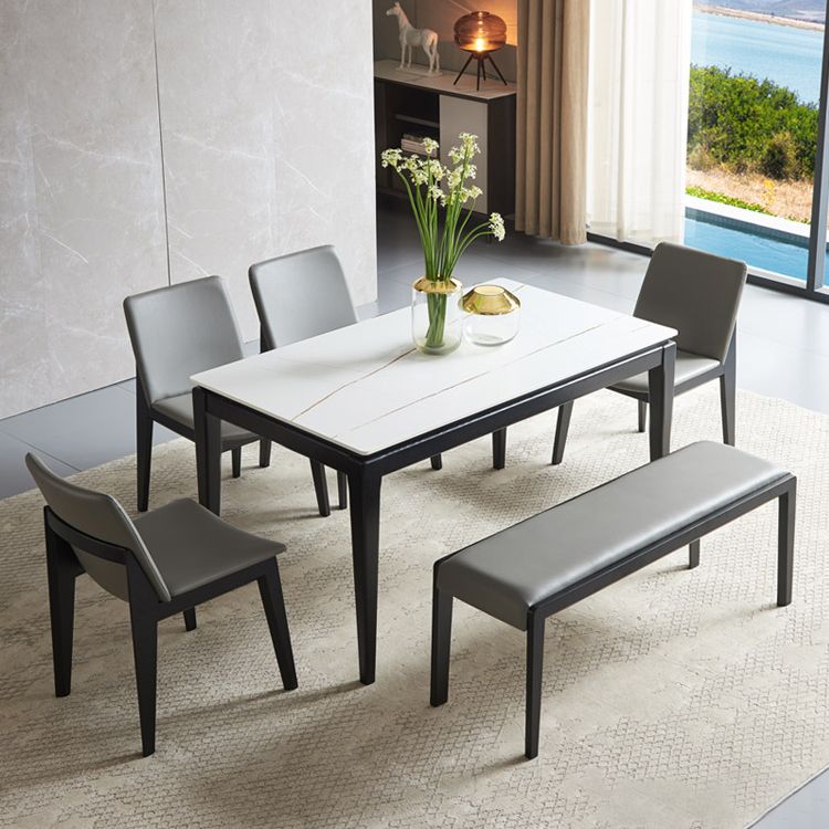 Modern Style Home Sintered Stone Dining Table Rectangle Shape Table with 4 Legs Base Clearhalo ' dining_table' 'Dining Tables & Seating' 'Dining Tables' 'furn' 'furn_dining_table' 'Furniture' 'furniture_dining_table' 'Kitchen & Dining Furniture' 'kitchen&dining_furn' 'kitchen' 'kitchen_dining_table' 1200x1200_13a2f118-72ff-407c-9fd7-bd73bd169b2e