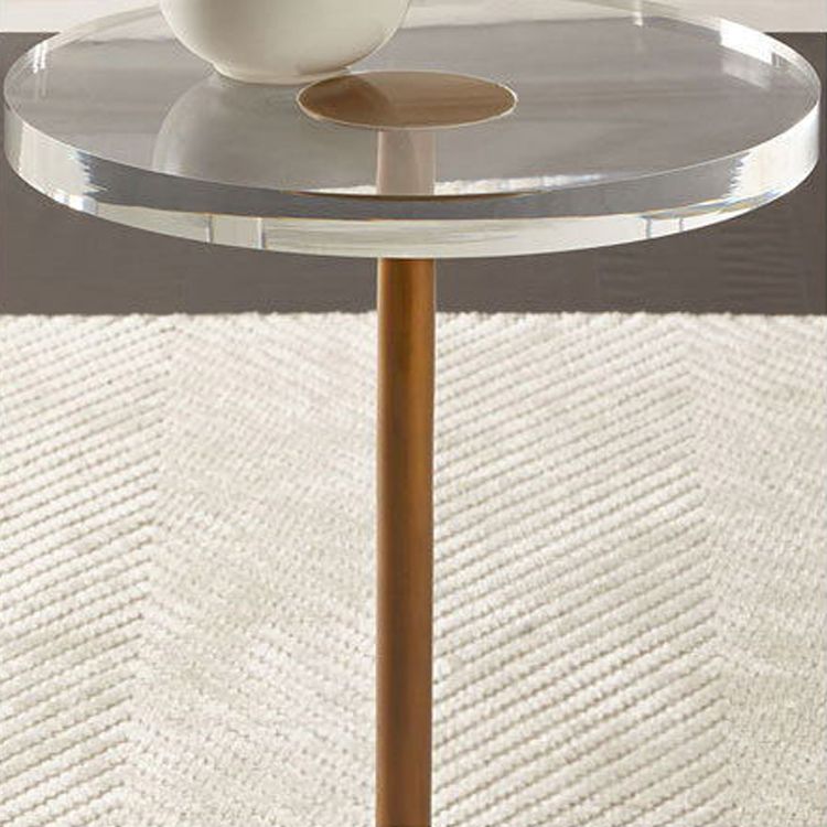 Clear Acrylic Round Side Table Set Glam Steel Pedestal End Table