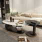 14"H Glam Coffee Table Slate Oval Pedestal Coffee Cocktail Table