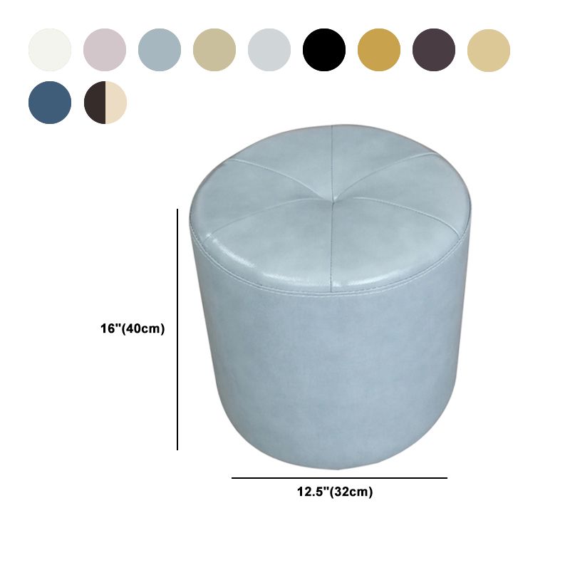 Classic Round Ottoman Pure Color Genuine Leather Water Resistant Ottoman Stool Clearhalo 'furn' 'furn_ottomans_poufs' 'Furniture' 'Living Room Furniture' 'Ottomans & Poufs' 'ottomans_poufs' 1200x1200_13a45dc1-8e31-42b9-9e75-835d289ec2fa