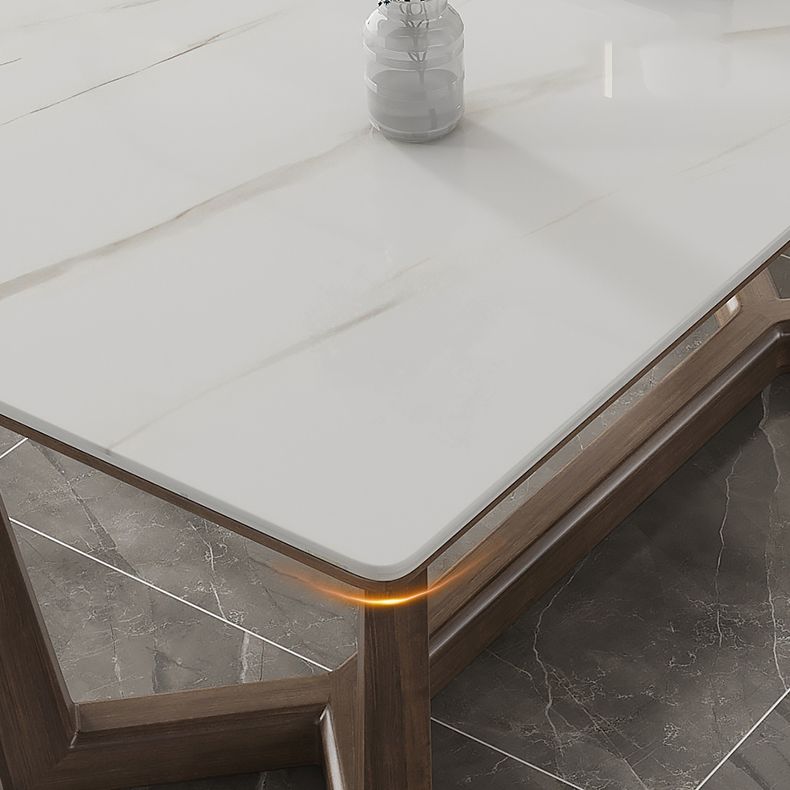 Rectangle Mid-Century Modern Dining Table White Tone Fixed Table with Sintered Stone Clearhalo ' dining_table' 'Dining Tables & Seating' 'Dining Tables' 'furn' 'furn_dining_table' 'Furniture' 'furniture_dining_table' 'Kitchen & Dining Furniture' 'kitchen&dining_furn' 'kitchen' 'kitchen_dining_table' 1200x1200_13a60a7b-2541-4431-8470-c8a8e2d71dea