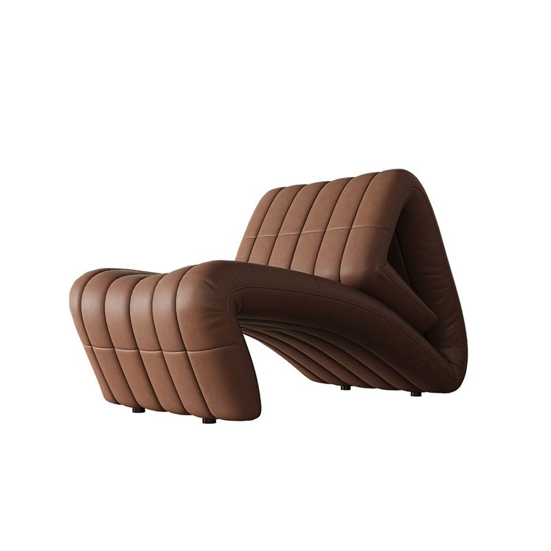 Sedia reclinabile in metallo in cuoio contemporaneo