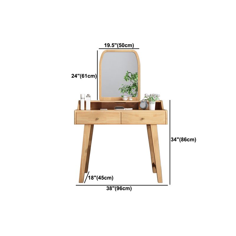 Mesa de tocador espejo escandinavo y taburete con 2 cajones