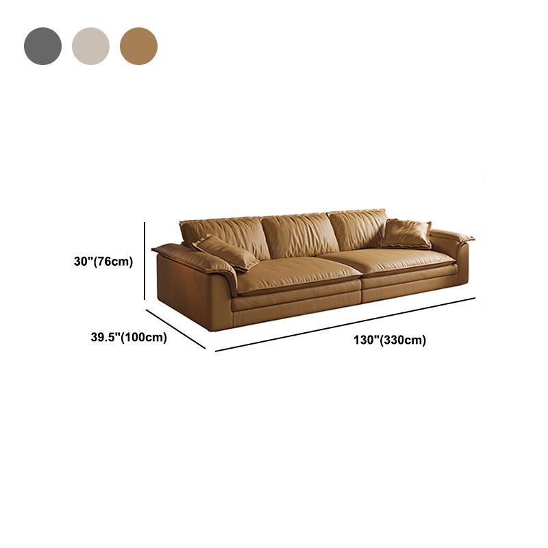 Pillow Top Arm Sofa & Chaise Faux Leather Cushions Loose Back Sofa