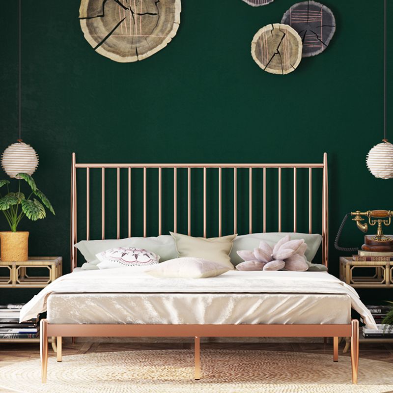 Glam Solid Color Open-Frame Bed Metal Open-Frame Bed with Headboard