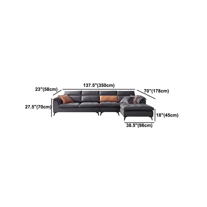Contemporary Stain-Resistant Faux Leather Dark Gray for Living Room Sofa