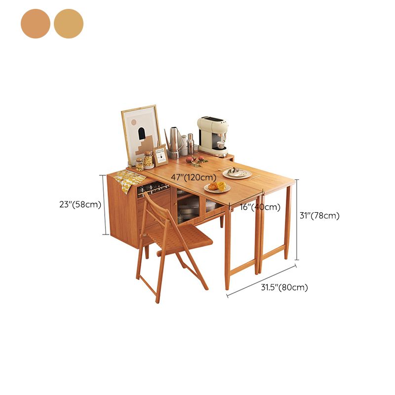 Moderne opvouwbare houten eettafel met rechthoekig houten blad met opbergruimte