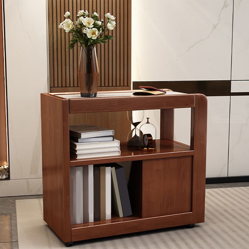 Mesa auxiliar de la sala de estar Madera maciza con mesa de esquina rectangular de almacenamiento