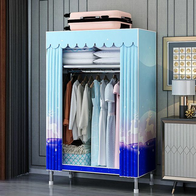 Contemporary Wardrobe Closet with Shelves Steel Wardrobe Cabinet