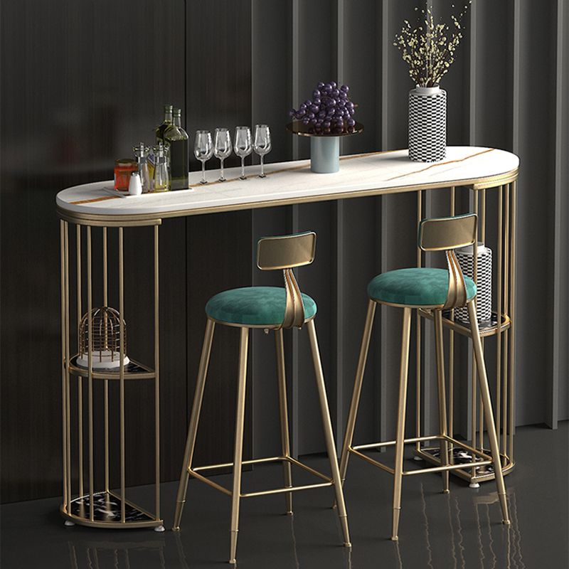 Gold Metal Pub Table Stone Top Industrial Bar Table with Storages Clearhalo 'Bar Furniture' 'Bar Tables' 'bar_tables' 'furn' 'furn_bar_tables' 'Furniture' 'Kitchen & Dining Furniture' 1200x1200_13b5cde8-e025-40f7-a736-d643a96dc20d