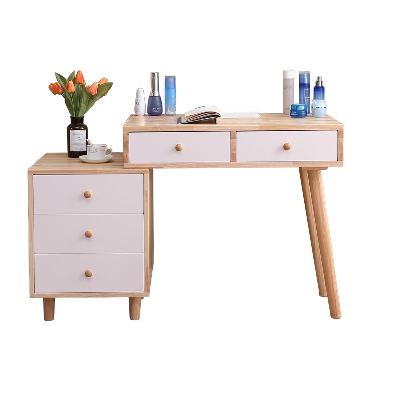 Tavolo da trucco scandinavo a 5 cassetti in legno massiccio