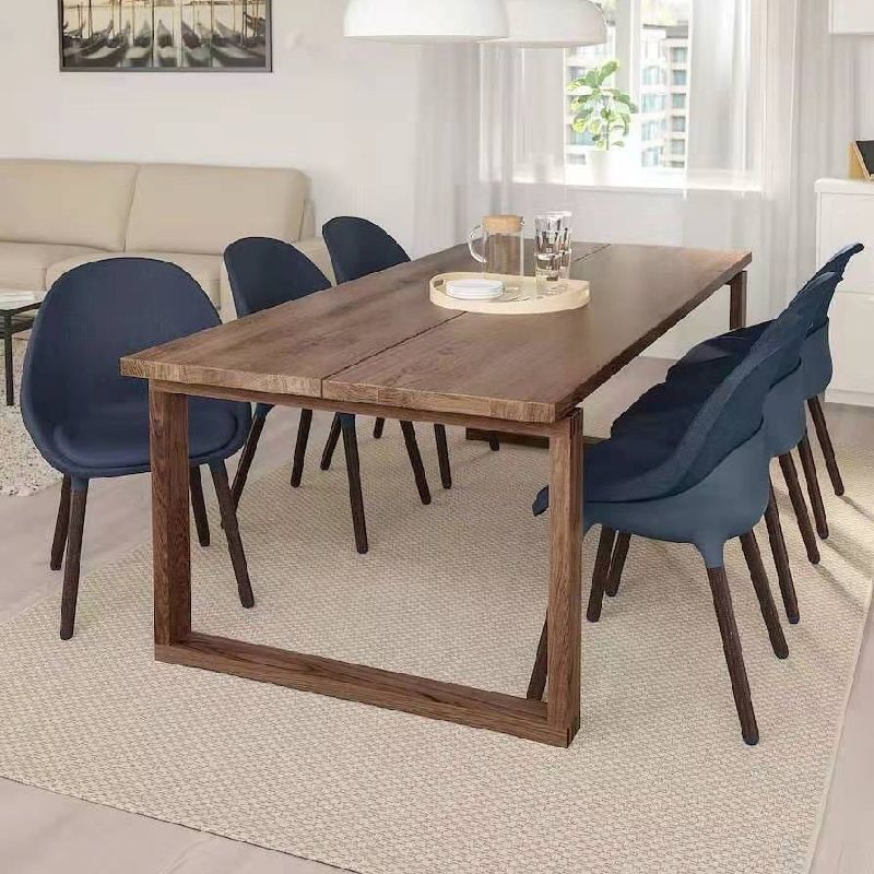 Rectangle Double Base Dining Table Modern Pine Wood Table for Dining Room