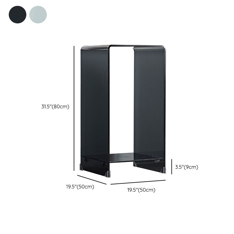 Modern Sled Corner Table Square Glass Side End Table for Living Room