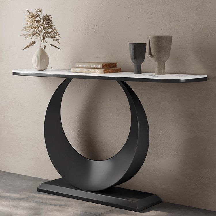 Modern Console Table Stone Half Moon End Table , 11.81-inch Wide