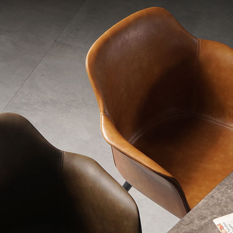 Scandinavian Dining Arm Chair Solid Back Side Chair with 4 Metal Legs for Home Use Clearhalo ' kitchen&dining_furn' 'Dining Chairs' 'Dining Tables & Seating' 'dining_chair' 'Furniture' 'furniture_dining_chair' 'Kitchen & Dining Furniture' 'kitchen' 1200x1200_13b957db-252c-45f6-8de7-c0f576dee6ec