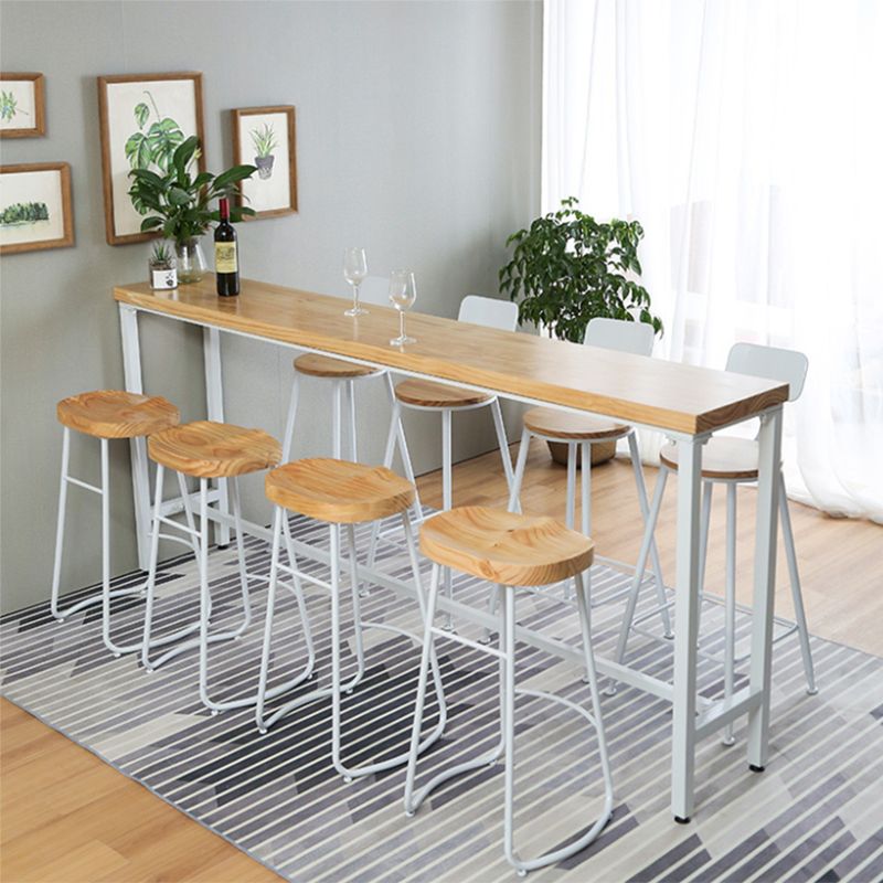 Wood Pub Table Natural Modern Footrest Trestle Pub Height Dining Table (only table) Clearhalo 'Bar Furniture' 'Bar Tables' 'bar_tables' 'Furniture' 'furniture_bar_tables' 'Kitchen & Dining Furniture' 'kitchen&dining_furn' 'kitchen' 1200x1200_13bbf356-8043-4aaa-a7c9-2aa9d086e91b