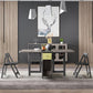 Modern Folding Dining Table Rectangle Tabletop with 2 Drawers Clearhalo 'Dining Tables & Seating' 'Dining Tables' 'dining_table' 'furn' 'furn_dining_table' 'Furniture' 'Kitchen & Dining Furniture' 1200x1200_13bdd7a2-55f0-4d75-b733-5f37c4eb813a
