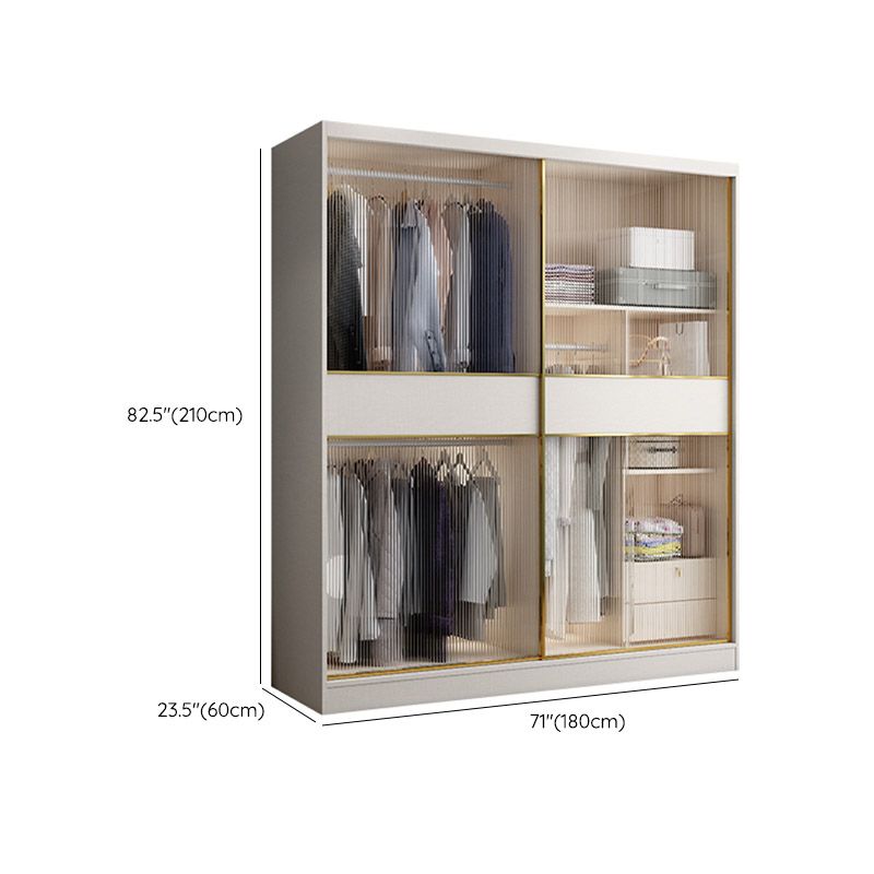 White Engineered Wood Wardrobe Closet Sliding Wardrobe Armoire Clearhalo 'Armoires & Wardrobes' 'armoires_wardrobes' 'Bedroom Furniture' 'furn' 'furn_armoires_wardrobes' 'Furniture' 1200x1200_13be2097-e993-441b-9906-38ff8b82c409