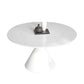 Round Stone Dining Table Modern Pedestal Dining Table in White and Black