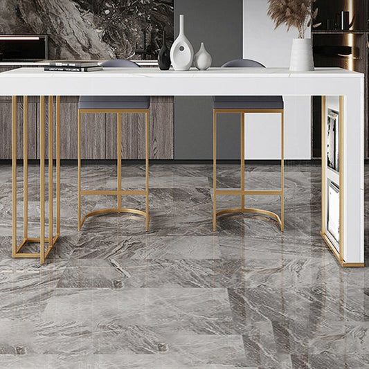 Glam Style Rectangle Bar Table 1/2/3 Pieces Stone Bar Table Set for Kitchen