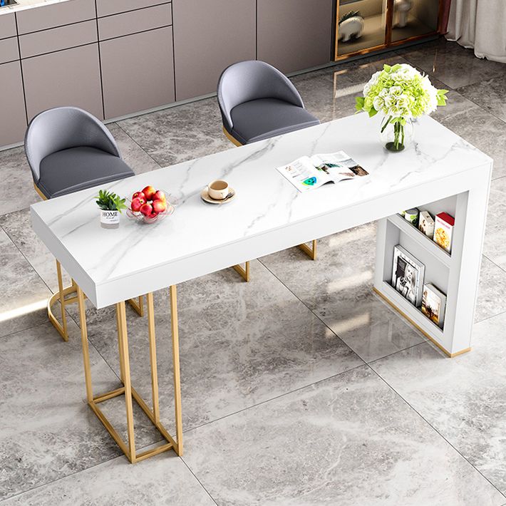 Stone Top Bar Dining Table Traditional Luxury Rectangle Bar Table with Sled Base Clearhalo 'Bar Furniture' 'Bar Tables' 'bar_tables' 'furn' 'furn_bar_tables' 'Furniture' 'furniture_bar_tables' 'Kitchen & Dining Furniture' 1200x1200_13c08486-5198-4549-ace0-bae5d9217c7f