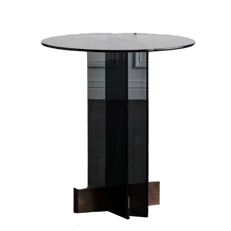 Living Room End Table Modernistic Round Abstract Glass Side Table