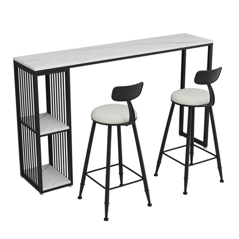 Stone Top Bar Table Set 1/3 Pcs Rectangle Bar Table and Upholstered Stools Clearhalo 'Bar Furniture' 'furn' 'furn_home_bar_bar_sets' 'Furniture' 'Home Bars & Bar Sets' 'home_bar_bar_sets' 'Kitchen & Dining Furniture' 1200x1200_13c2e1e4-bb70-4781-bb0a-579a7a89034e