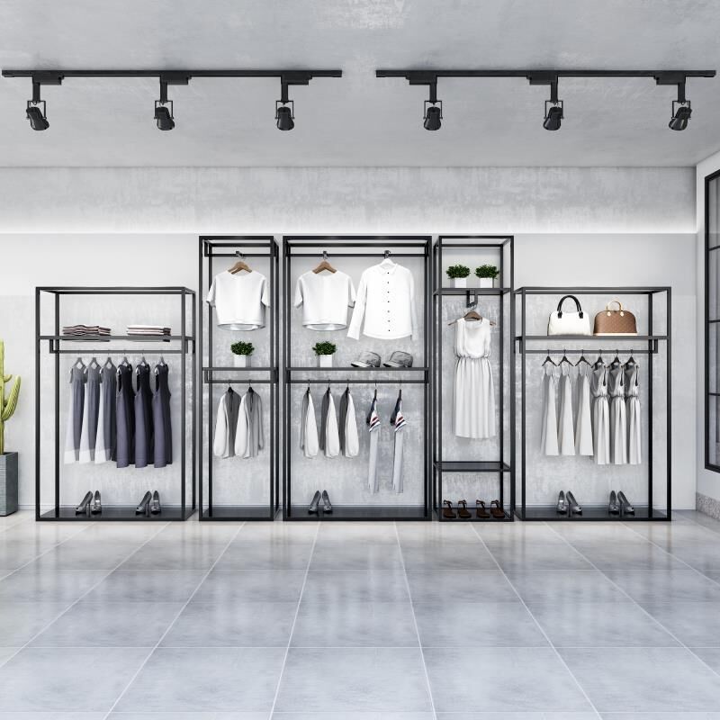 Rack de couche en fer de manteau de style industriel avec étagères de rangement